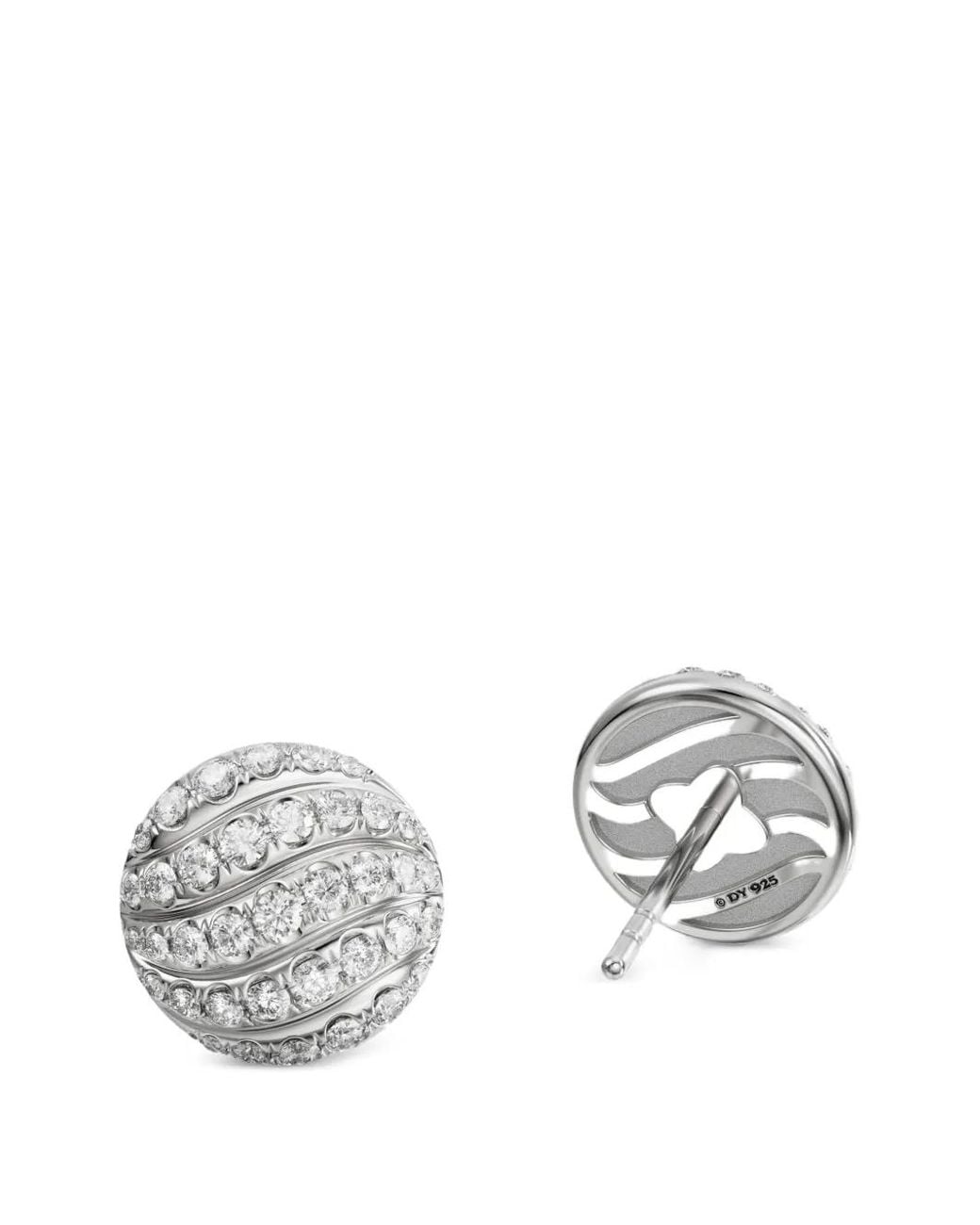 David Yurman White Sculpted Cable Diamond Stud Earrings