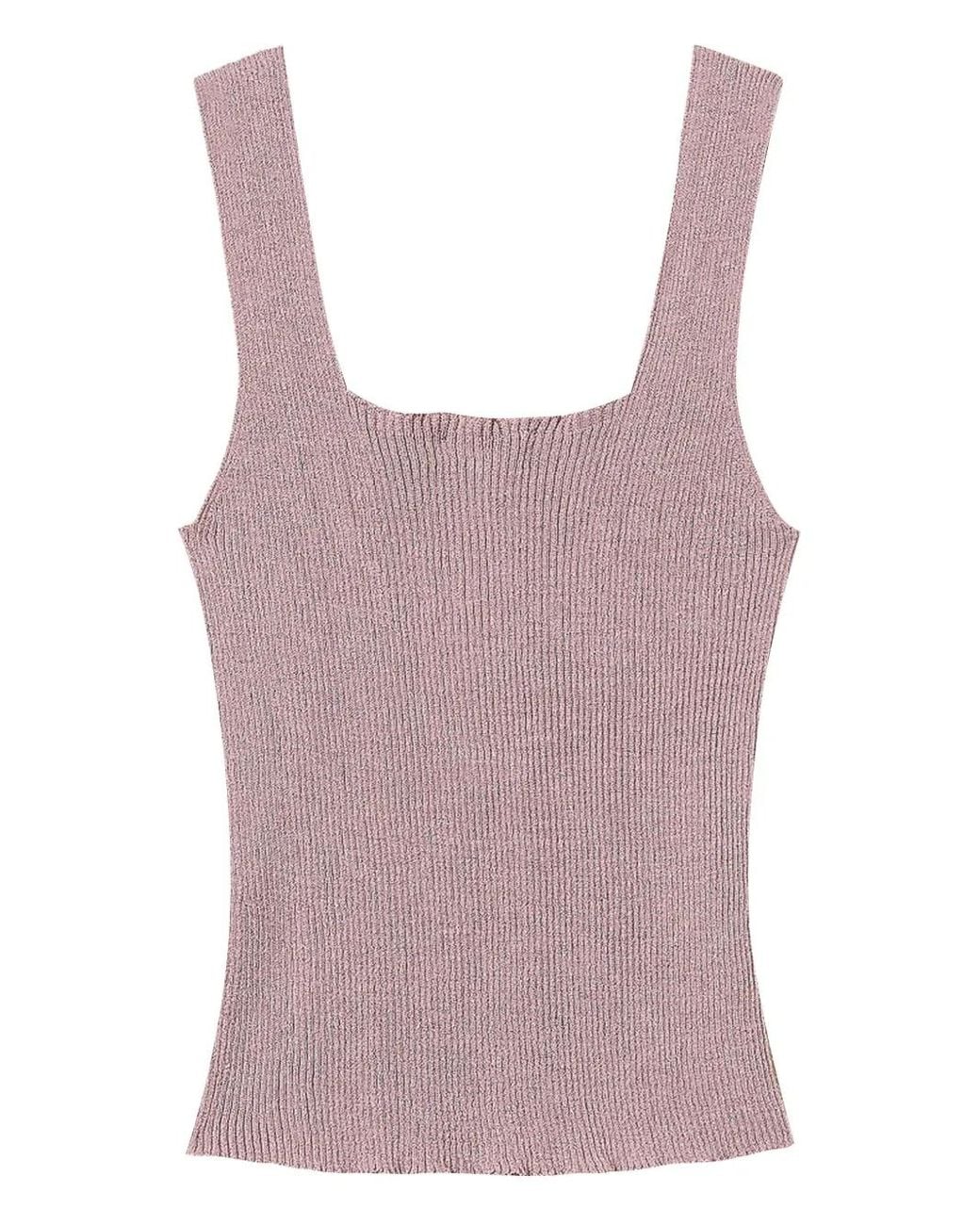 Twinset Purple Ribbed Tank Top