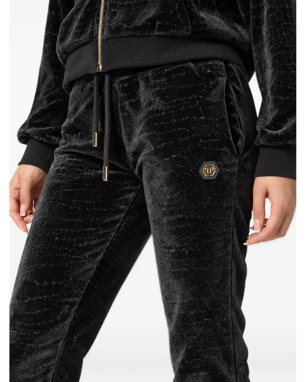 Philipp Plein Black Chenille Jogging Pants Cocco