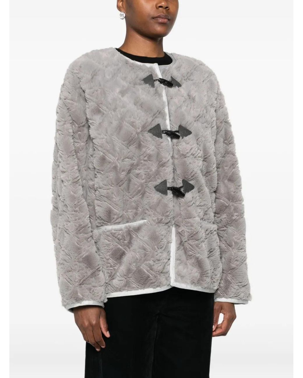 Forte_forte Gray Toggle-Fastening Textured Jacket