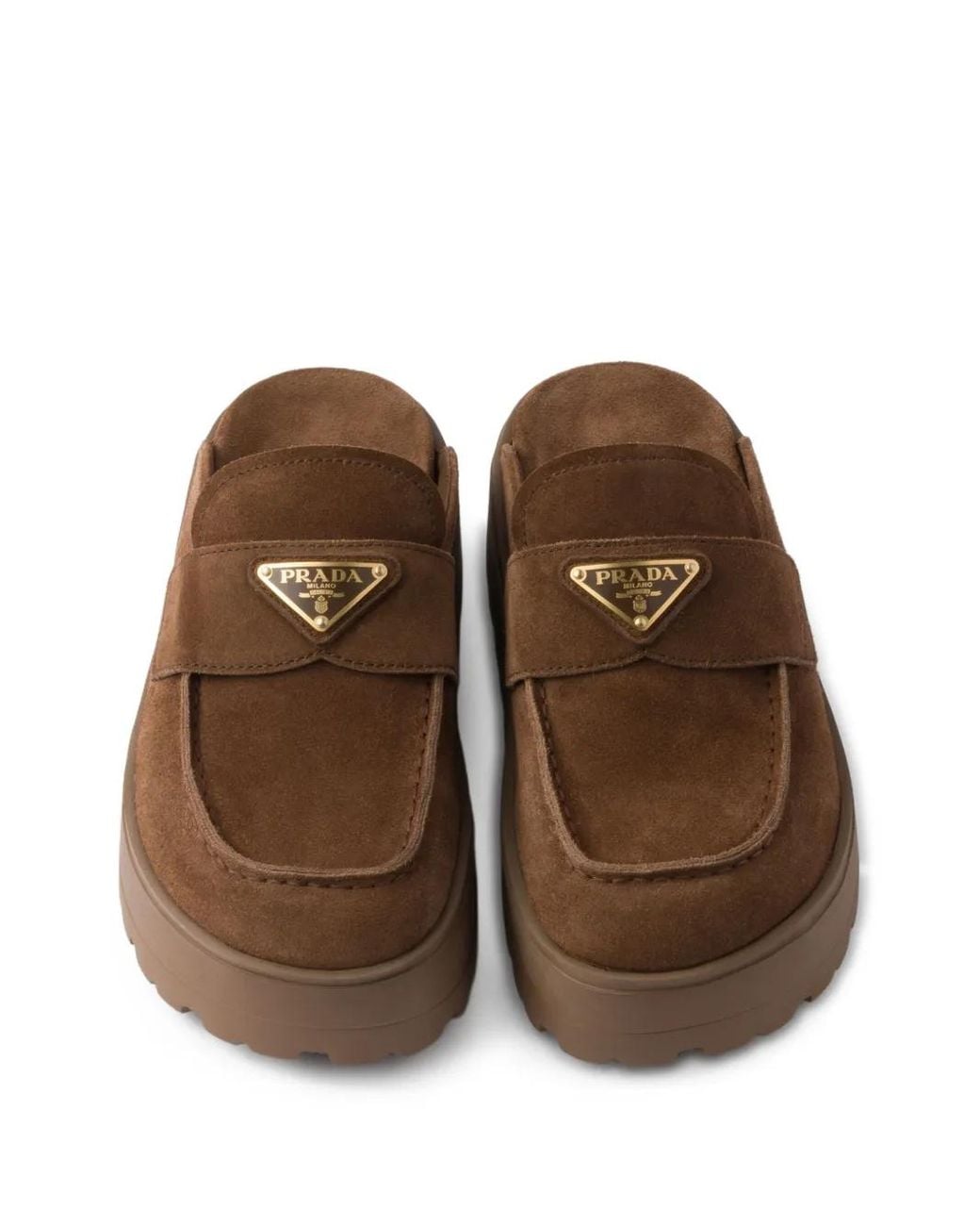 Prada Brown Suede Platform Mules