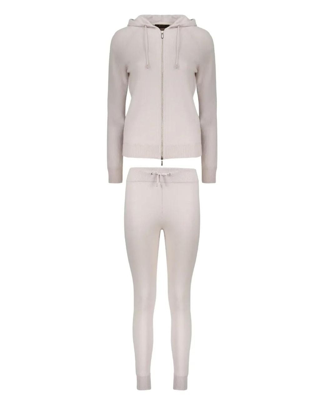 Moorer White Zip-Up Drawstring Trousers Set