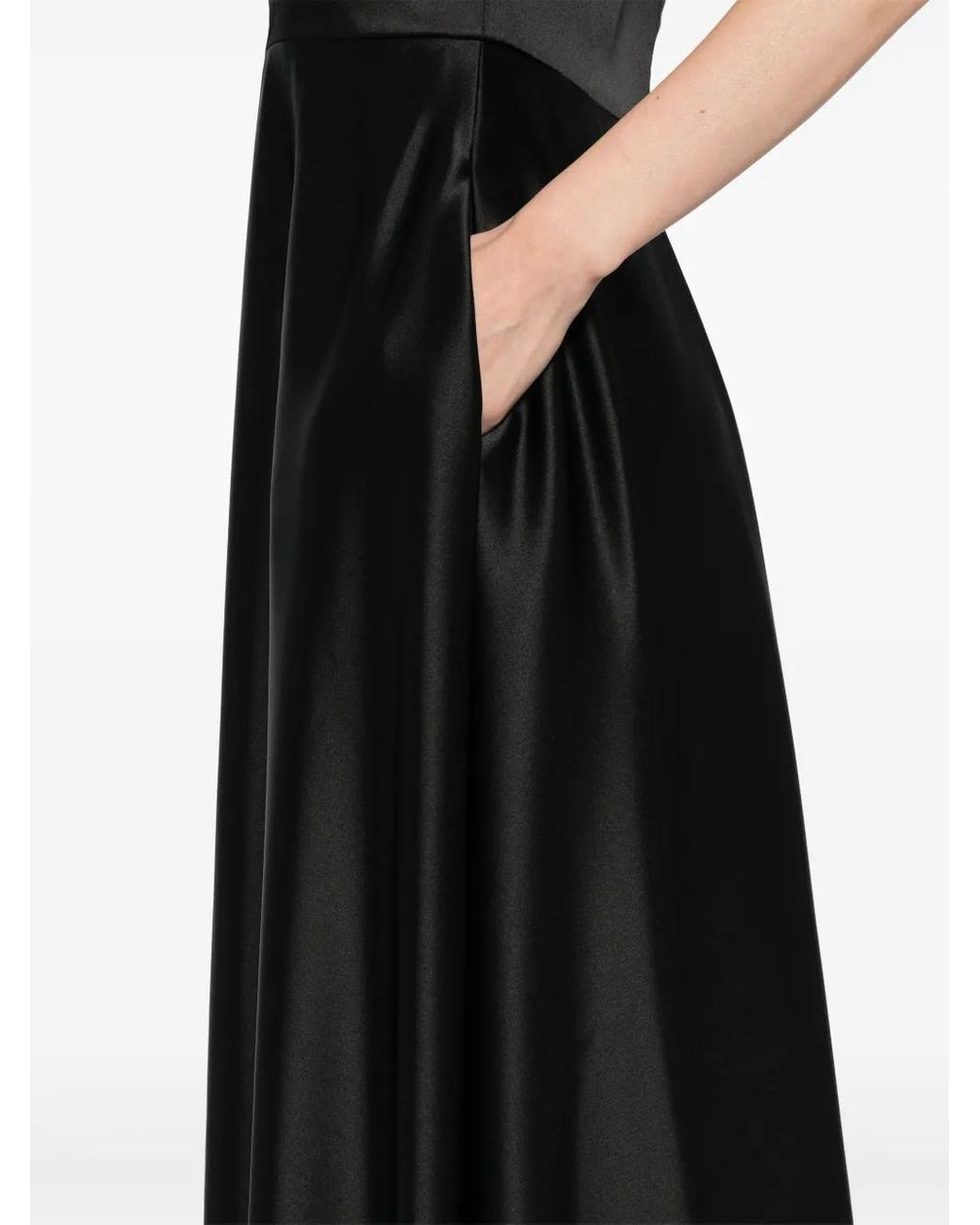 Amsale Black One-Shoulder Draped Gown