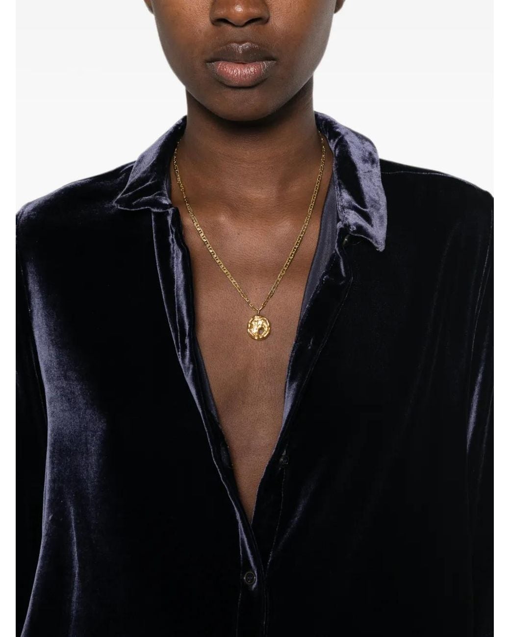 Whyci Black Velvet Long-Sleeve Pyjama Shirt