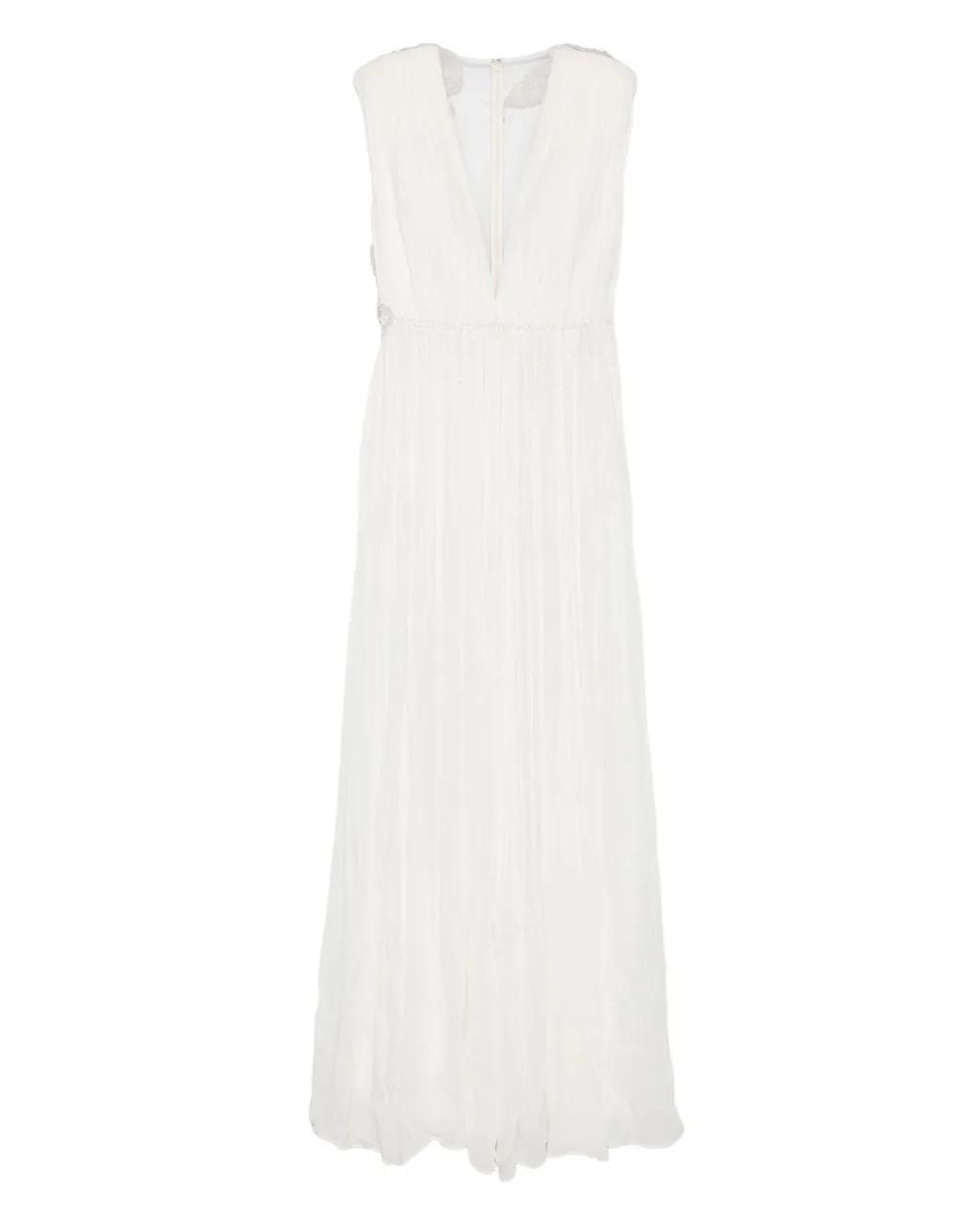 Tarik Ediz White Chris Lace-Embellished Gown