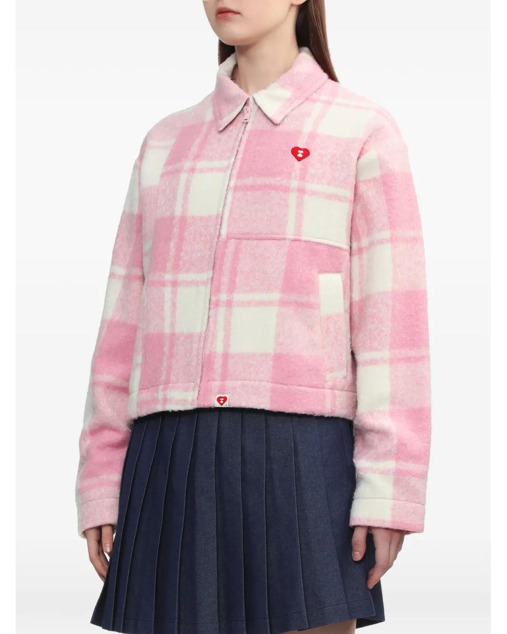 A Bathing Ape Pink Apee Check Zip Jacket