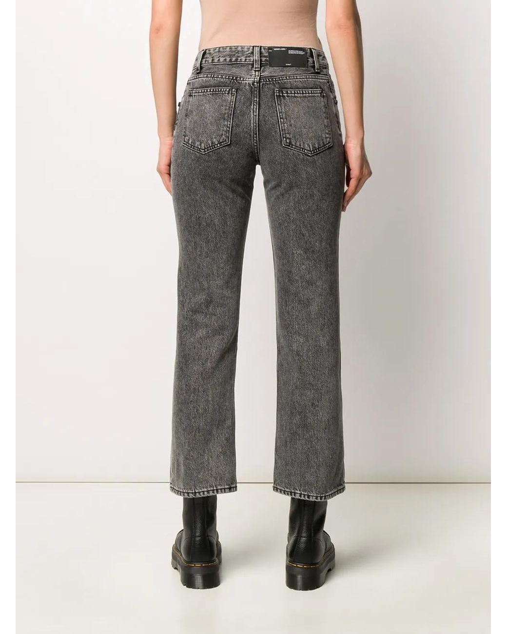 Off-White c/o Virgil Abloh Gray Cropped Leg Mid-Rise Jeans