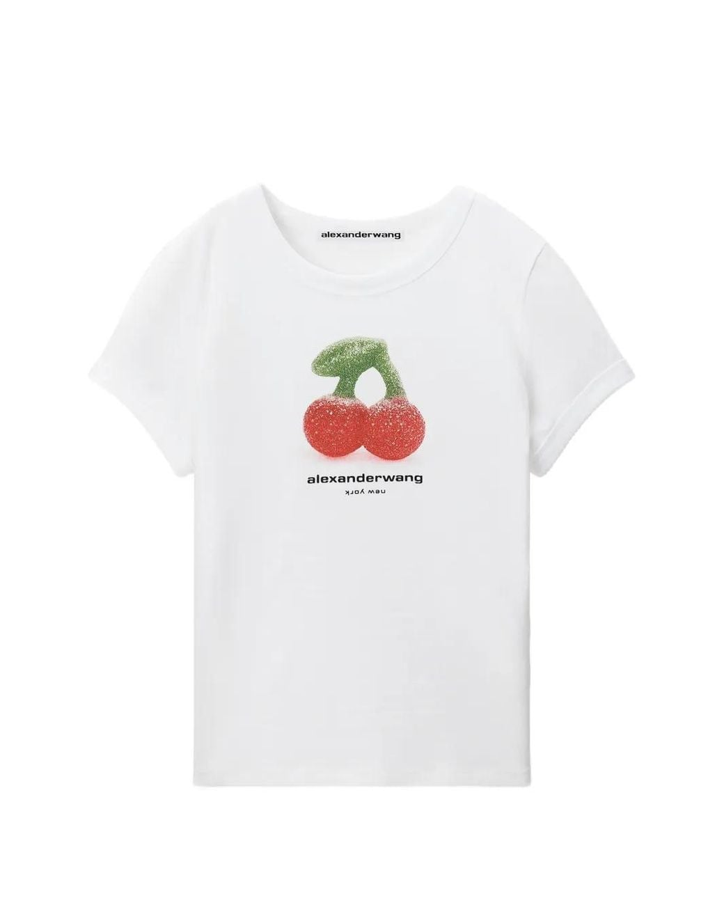 Alexander Wang White Cherry Graphic T-Shirt With Contrast Trim