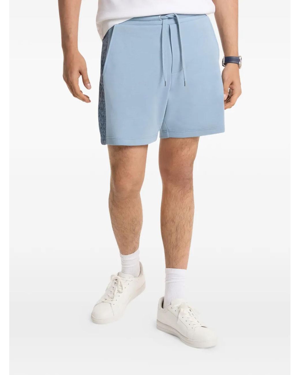 Michael Kors Blue Drawstring Side-Pattern Shorts for men