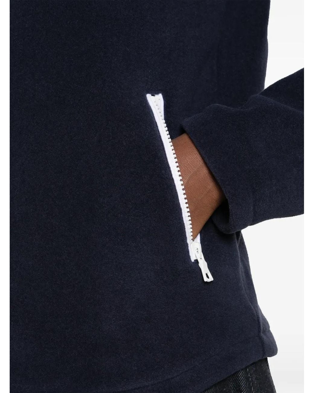 Sporty & Rich Blue Ezia Logo-Embroidered Fleece Sweatshirt