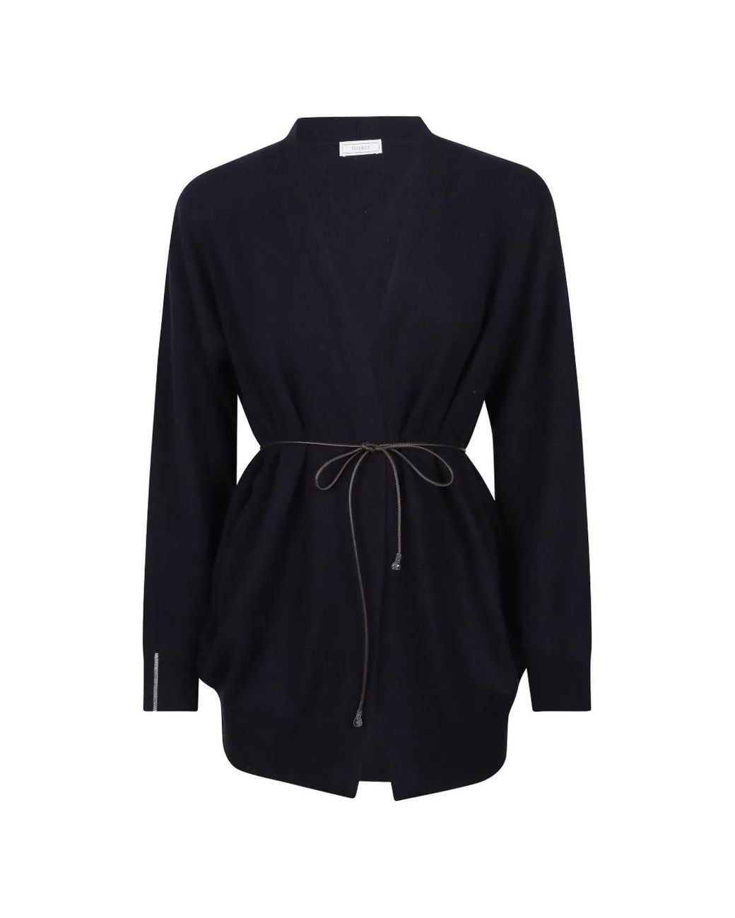 Peserico Blue Belted Wrap-Front Sweater