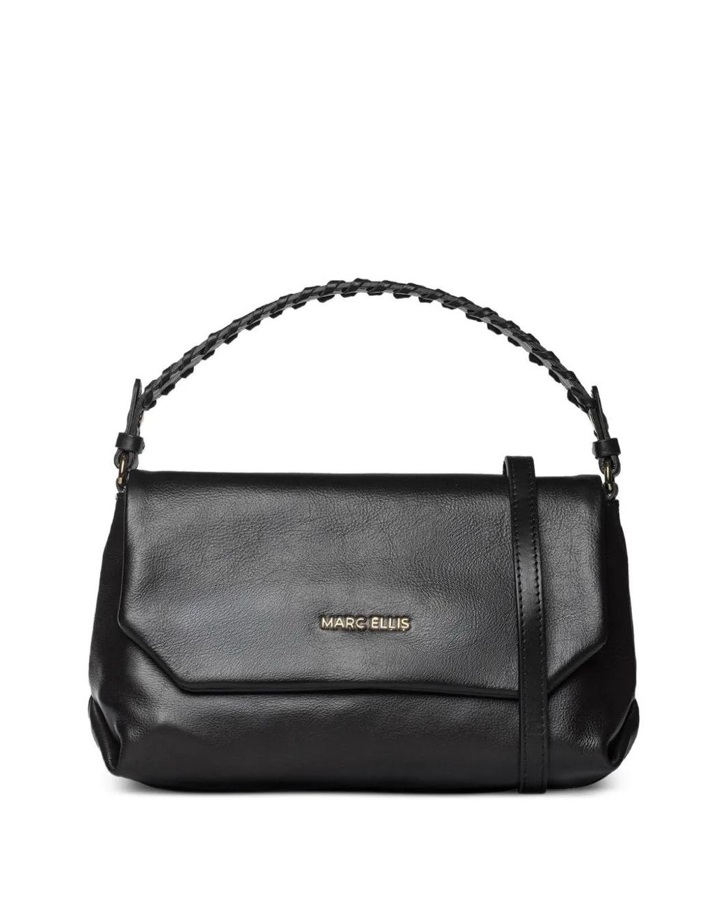 Marc Ellis Black Elodie Braided-Handle Shoulder Bag