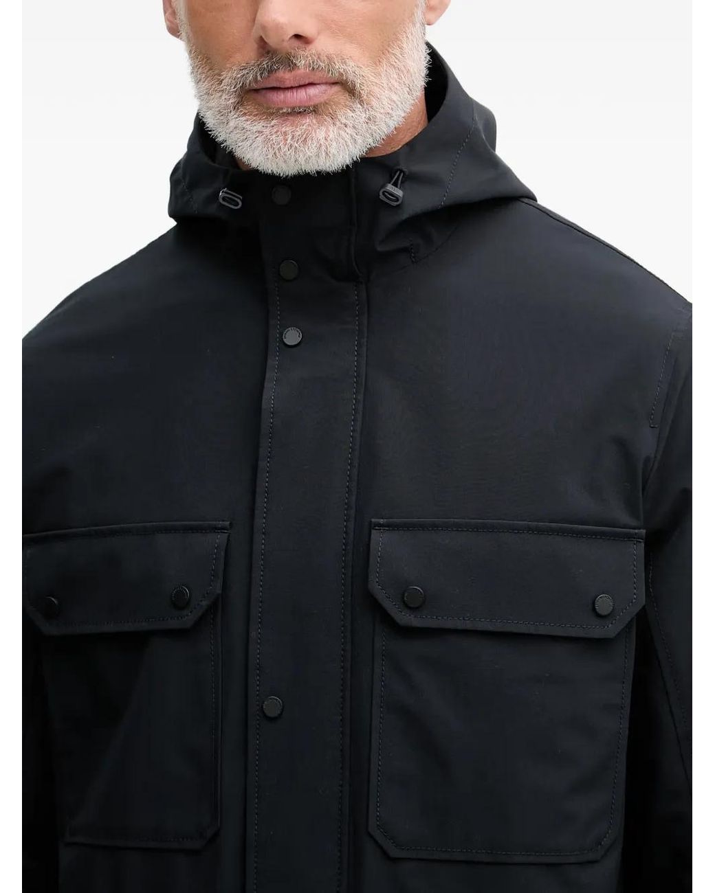 ARMANI EXCHANGE Black Hooded Multi-Pocket Jacket for men