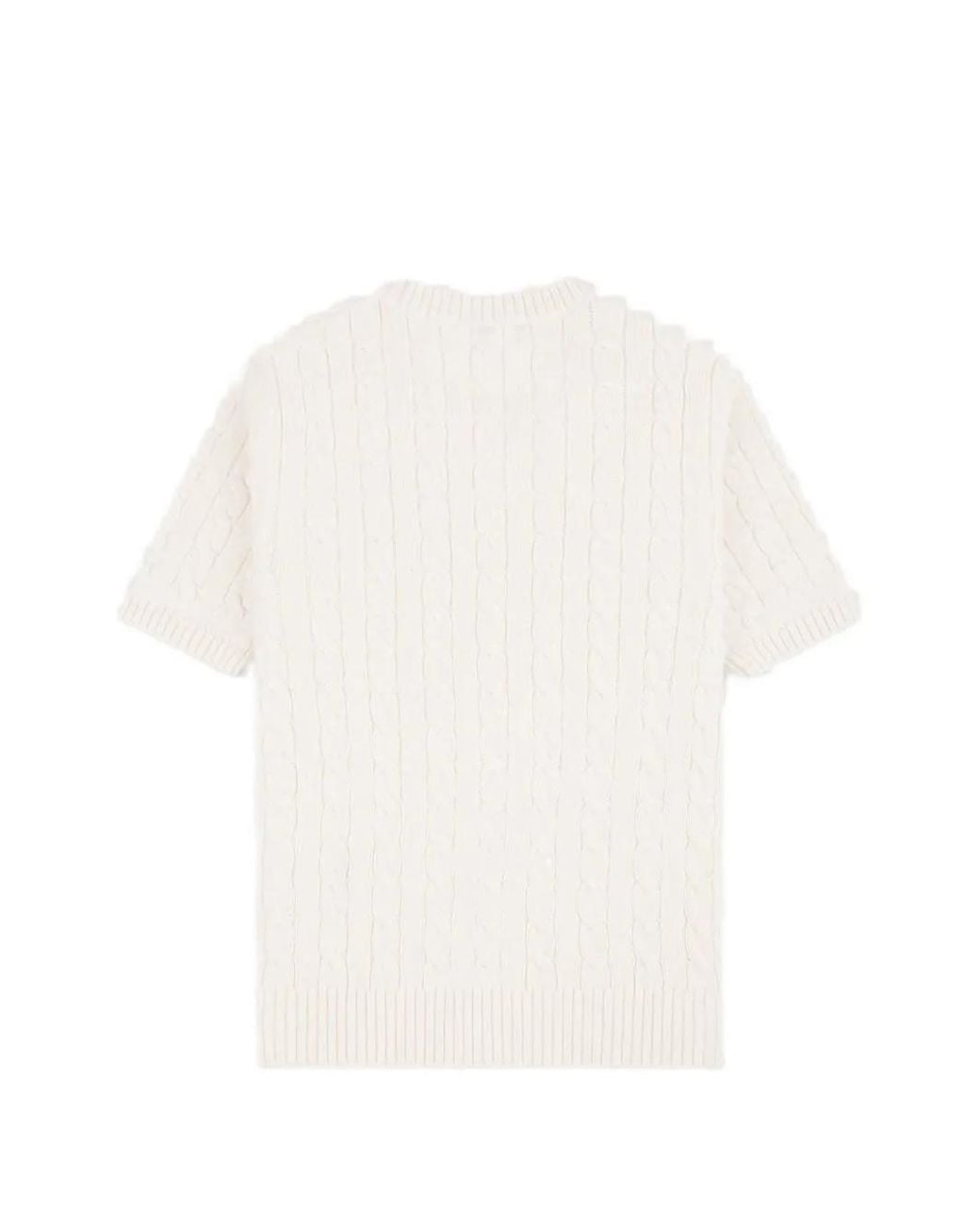Sporty & Rich White Pull En Maille Torsadée À Logo Src