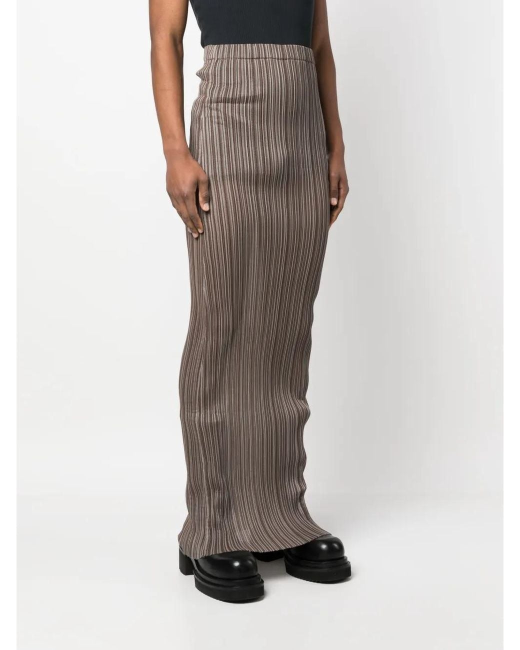Ludovic de Saint Sernin Brown Striped Maxi Skirt