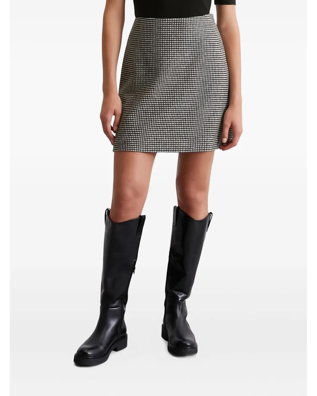 Marc O' Polo Gray Houndstooth-Pattern Miniskirt