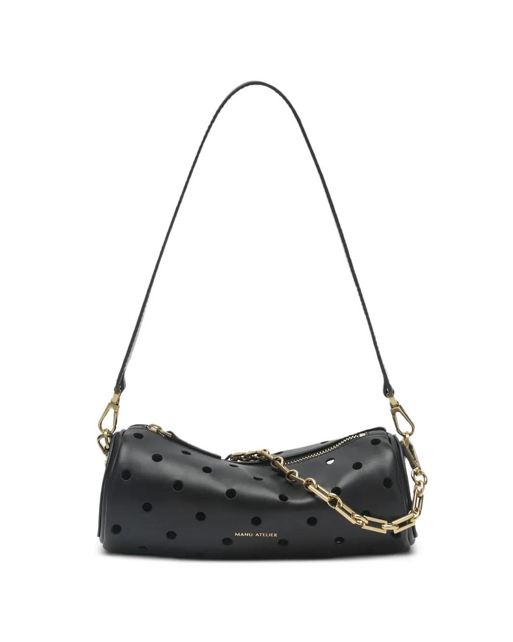 MANU Atelier Black Mini Cylinder Perforated Shoulder Bag