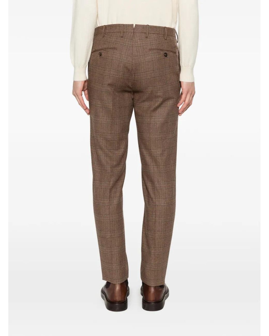 Incotex Brown Check Trousers for men