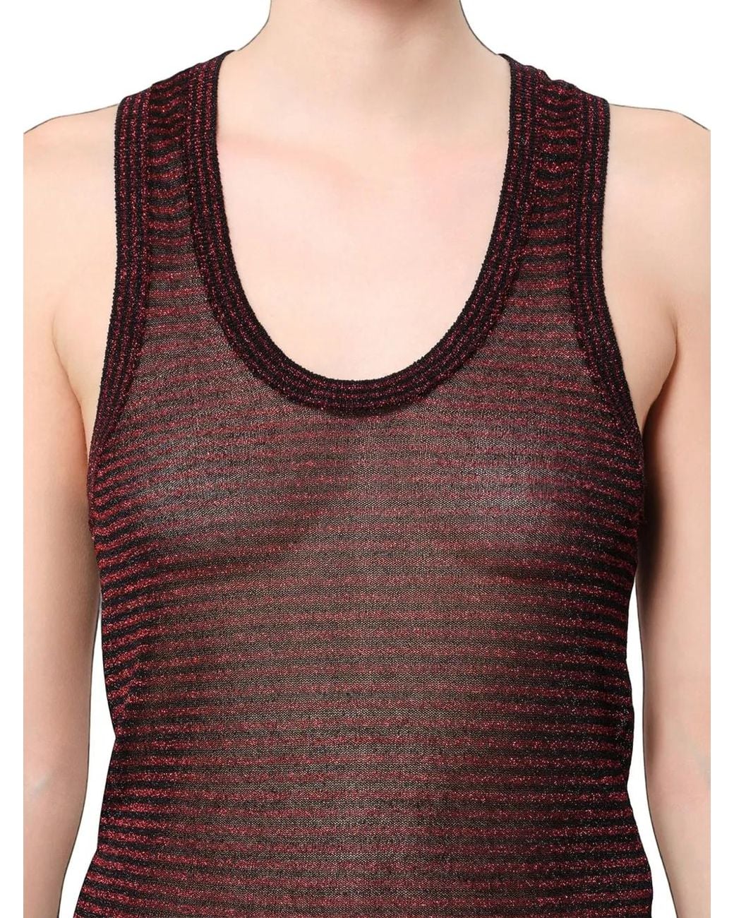 Isabel Marant Purple Cevara Striped Lurex Knit Tank Top