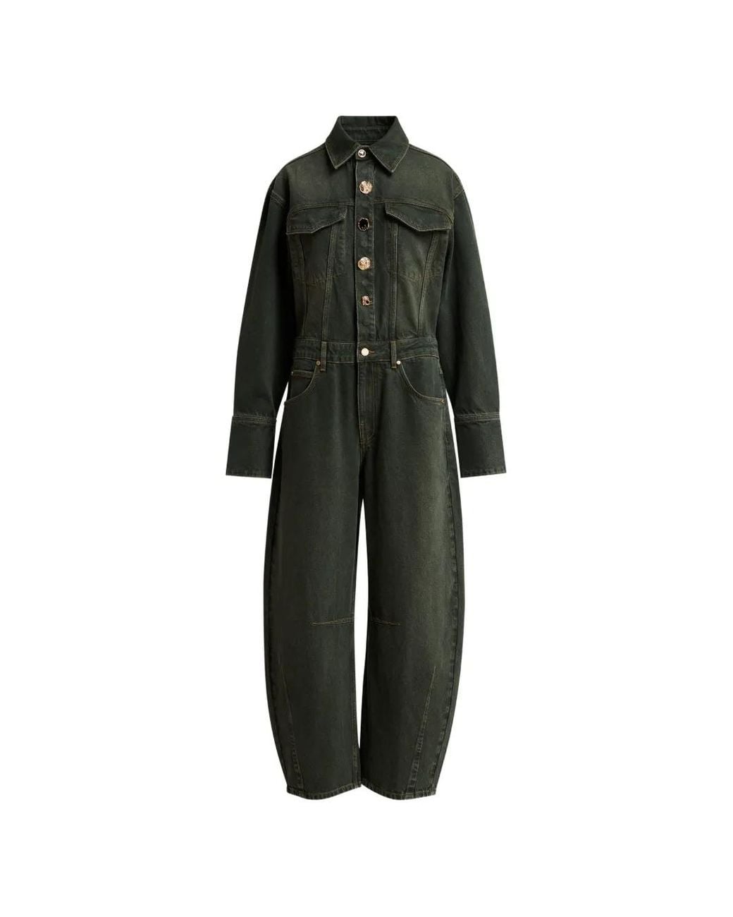 Essentiel Antwerp Black Kickstart Barrel-Leg Jumpsuit