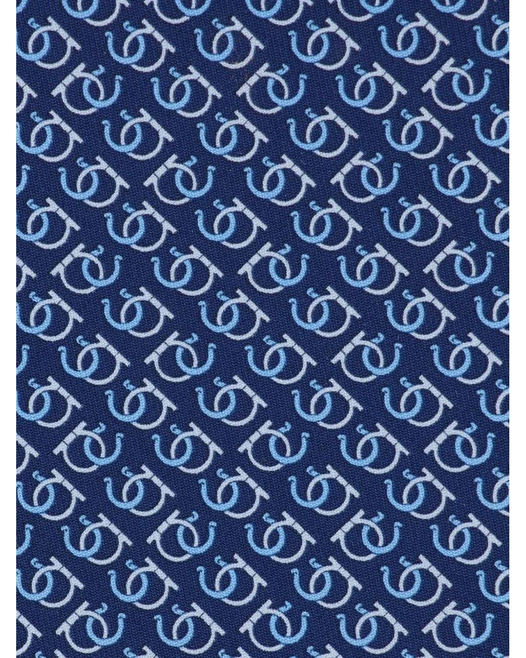 Ferragamo Blue Good Luck Print Silk Tie for men