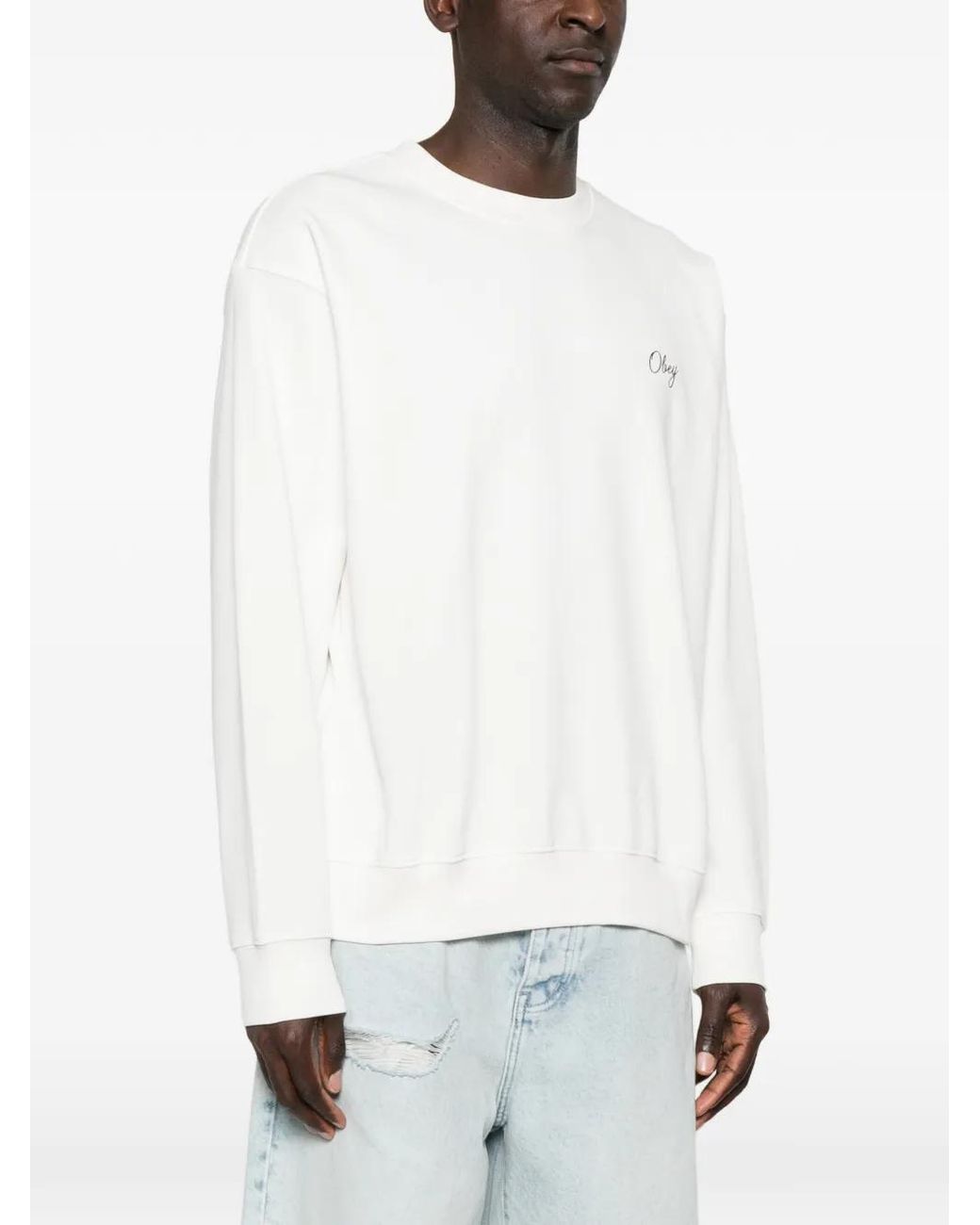 Obey White Paper Rose Graphic-Print Sweatshirt for men