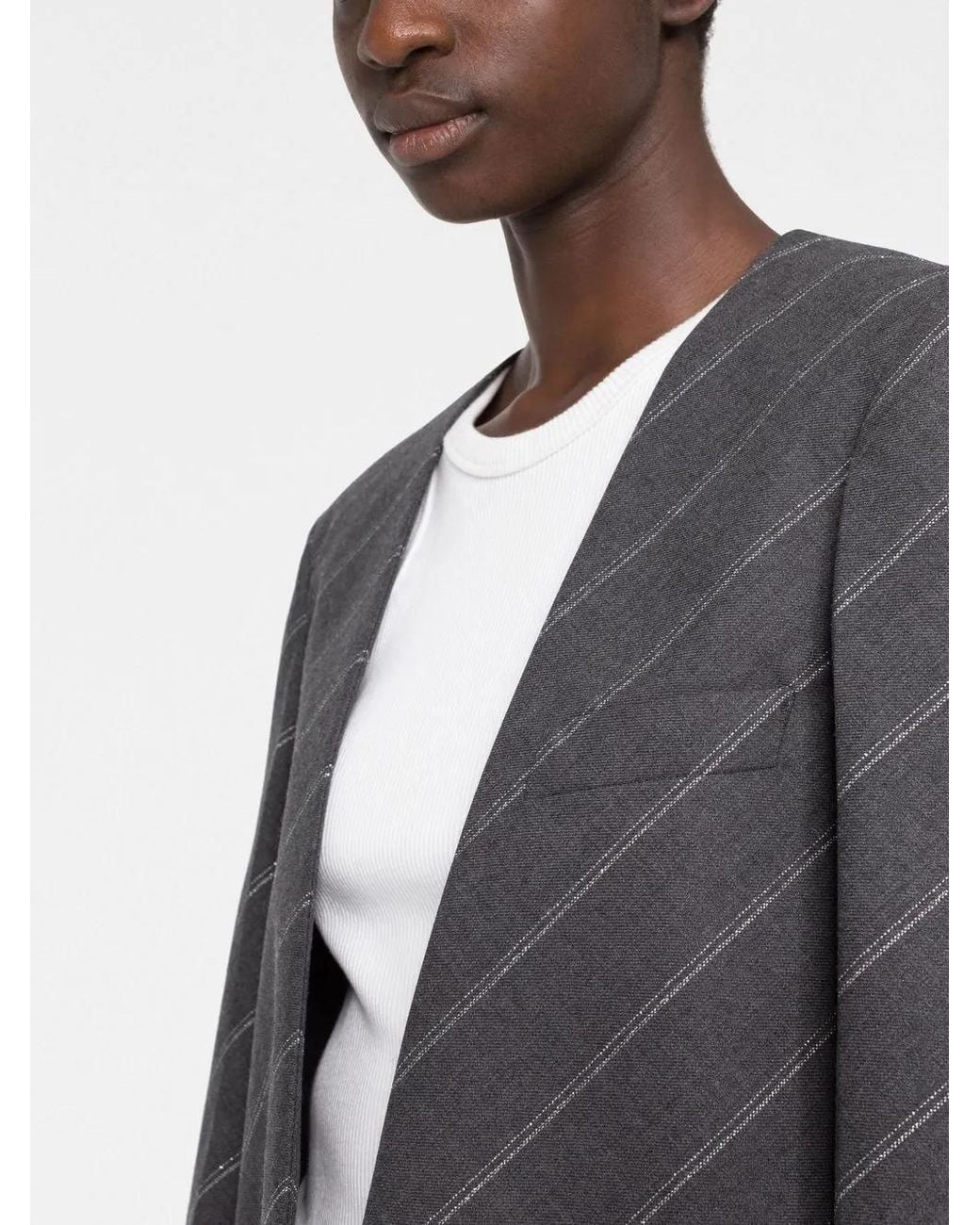 Stella McCartney Gray Pinstripe Single-Breasted Jacket