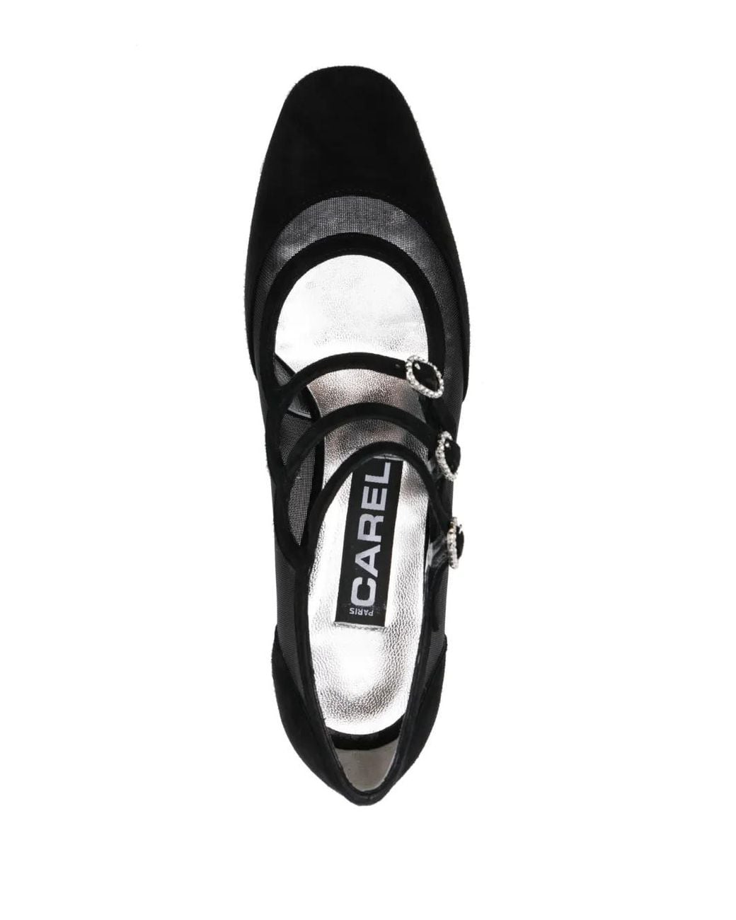 CAREL PARIS Black Mesh-Panelled Suede Pumps