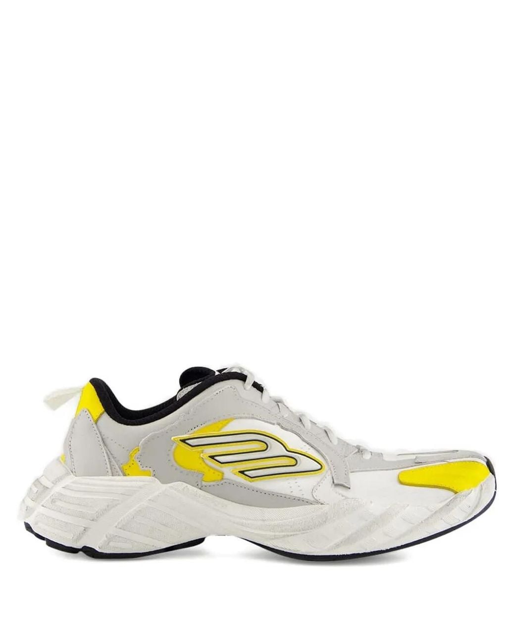Balenciaga Gray Monday Leather Logo Sneakers for men