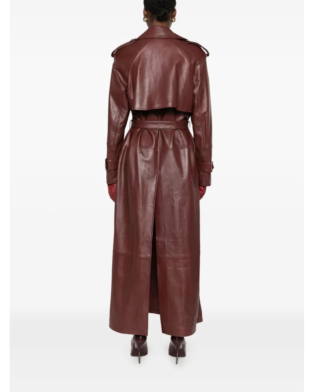 GIUSEPPE DI MORABITO Purple Leather Trench Coat