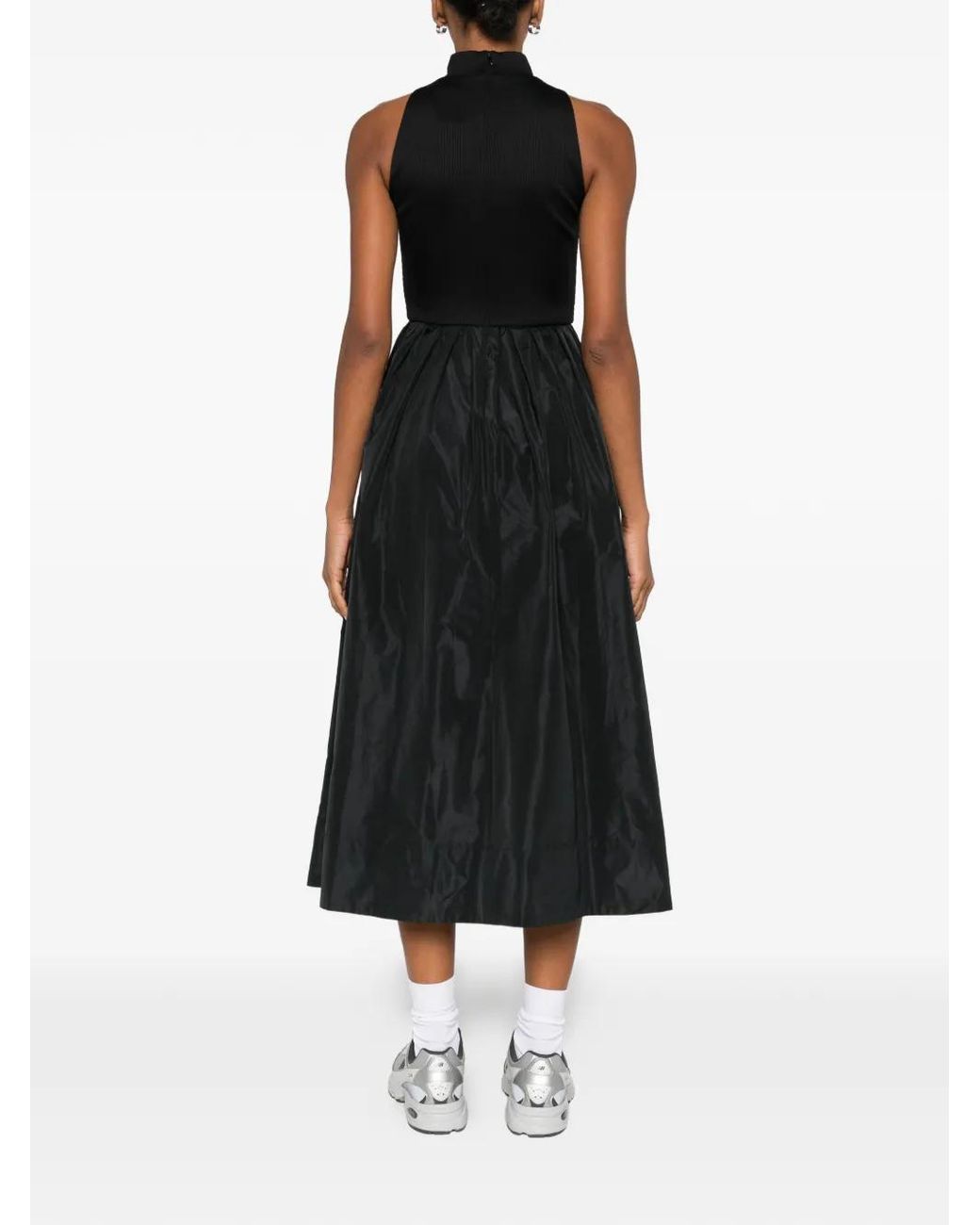 Maje Black Mixed-Material Taffeta Dress