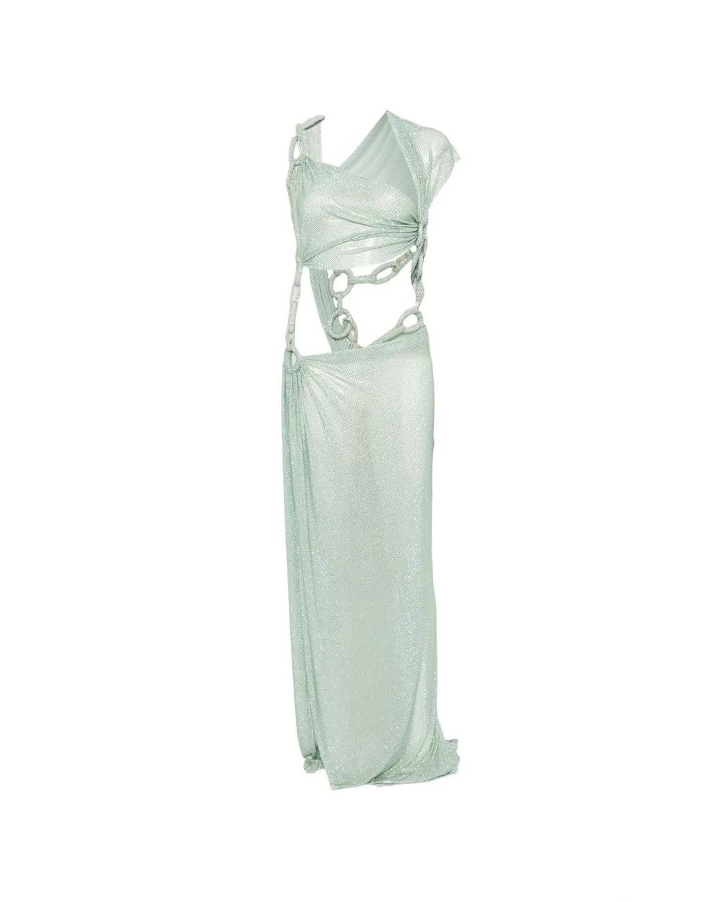 Bronx and Banco Green Cut-Out Chain-Link Maxi Dress