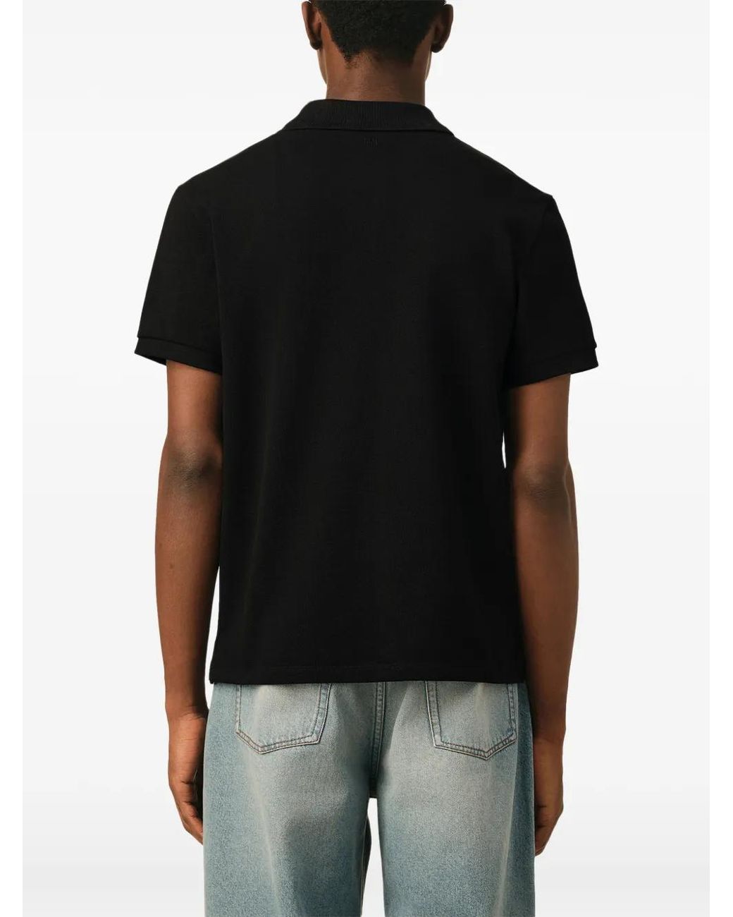 AMI Black Ami De Coeur Cotton Polo Shirt