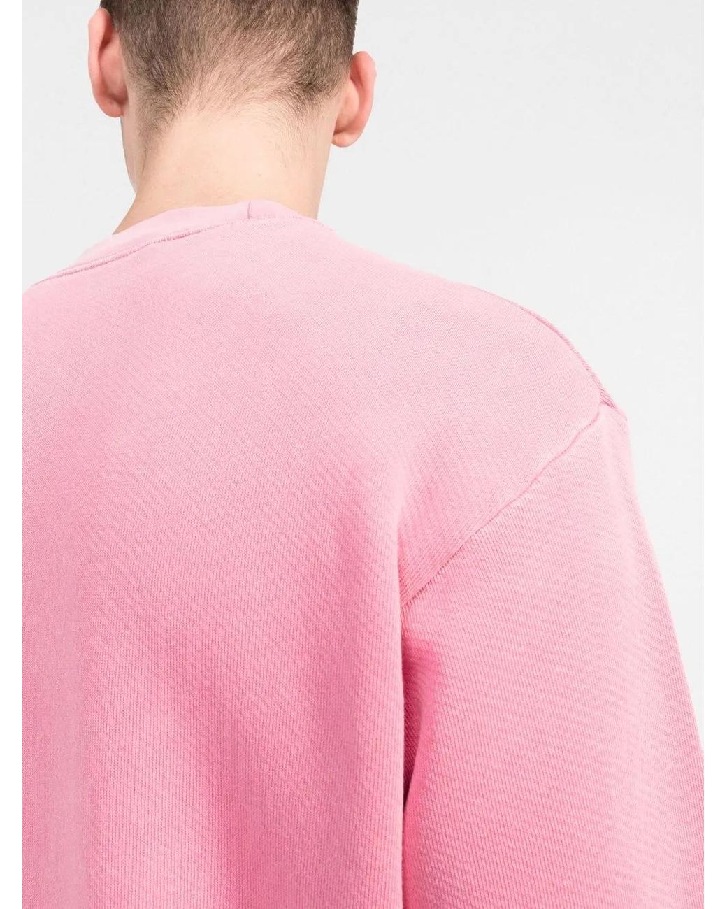 Palm Angels Pink Logo-Print Cotton Sweatshirt for men