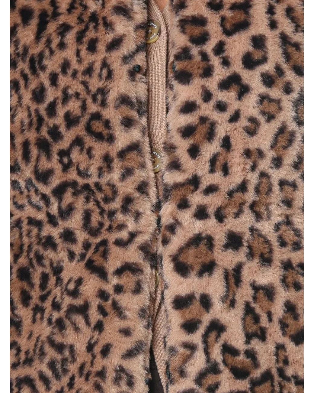 DKNY Brown Leopard-Print Faux-Fur Vest