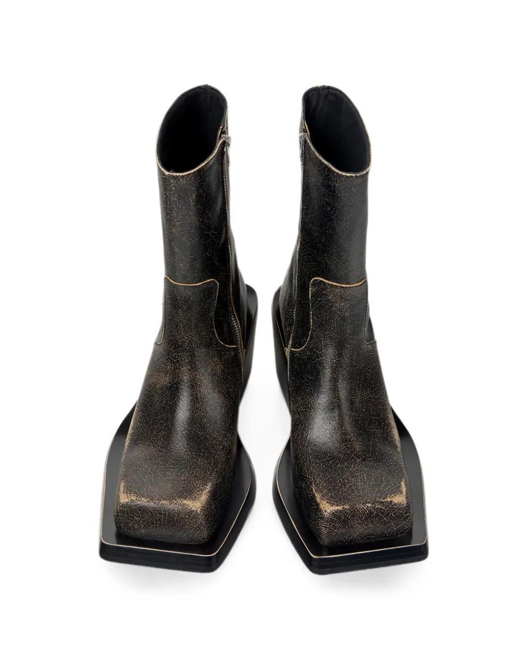 CAMPERLAB Black Quetal Cracked-Effect Ankle Boots