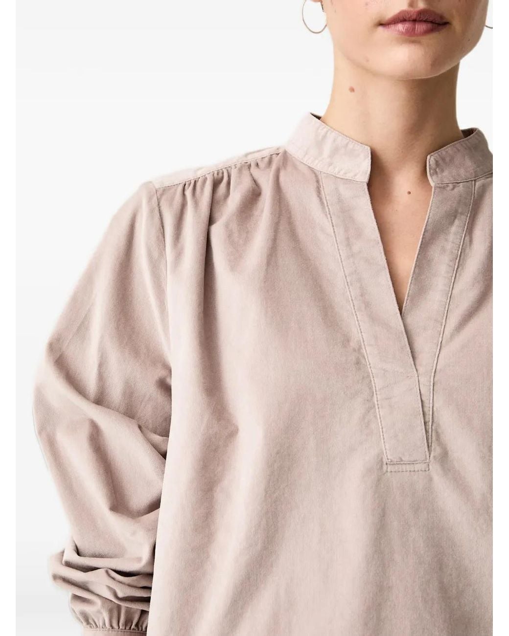 Marc O' Polo Pink Long-Sleeve Velvet-Corduroy Blouse