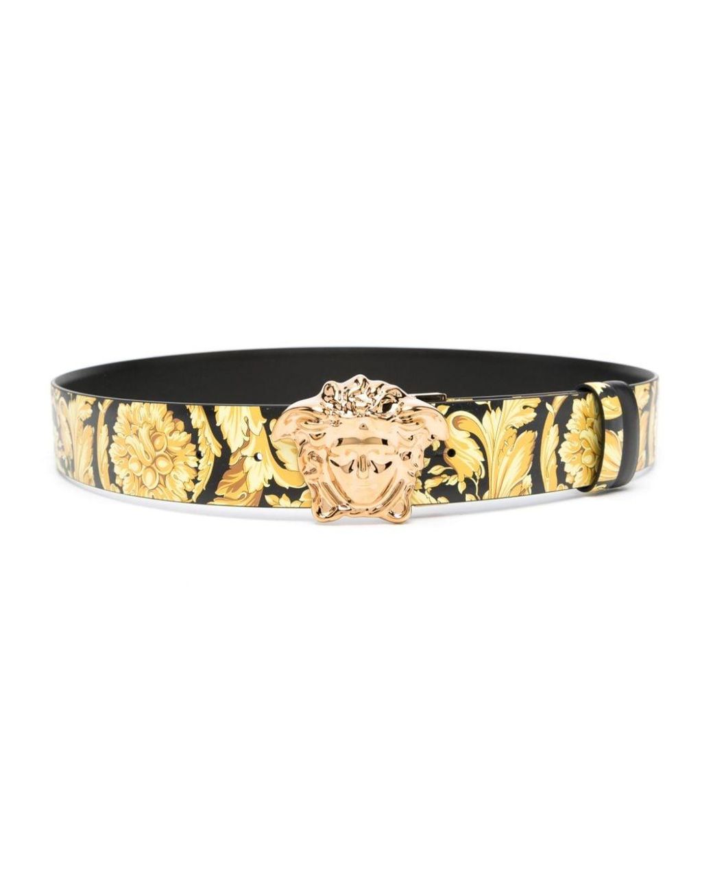 Versace Palazzo Belt with Medusa Buckle Gold-Tone Black