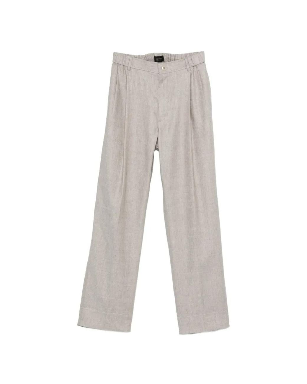 Brioni Gray Pleated Trousers for men