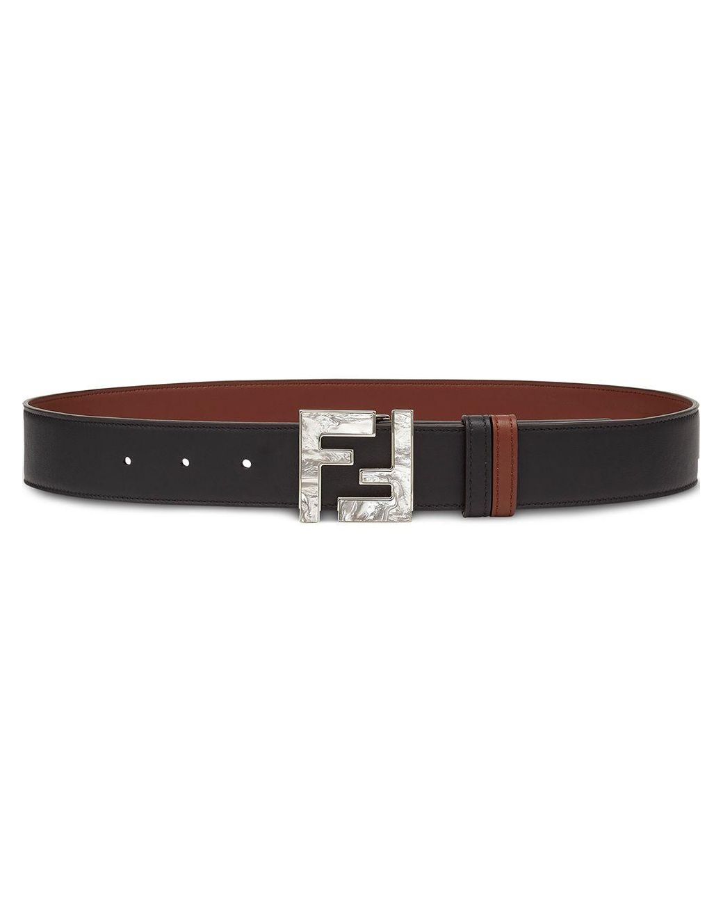 Fendi Leather Marbled Plaque Reversible Belt in Black for - Lyst