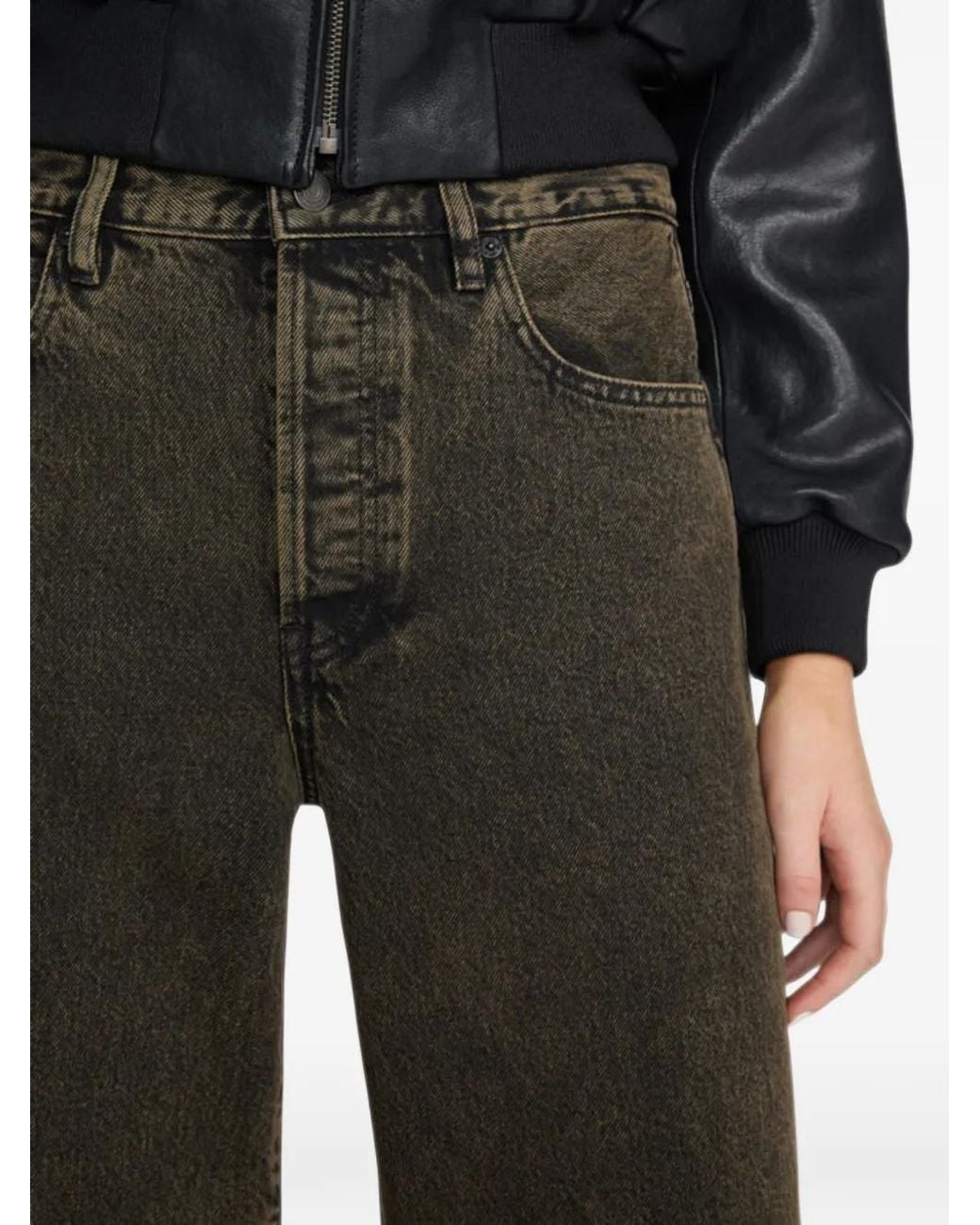 FRAME Black The Loose Acid-Wash Wide-Leg Jeans