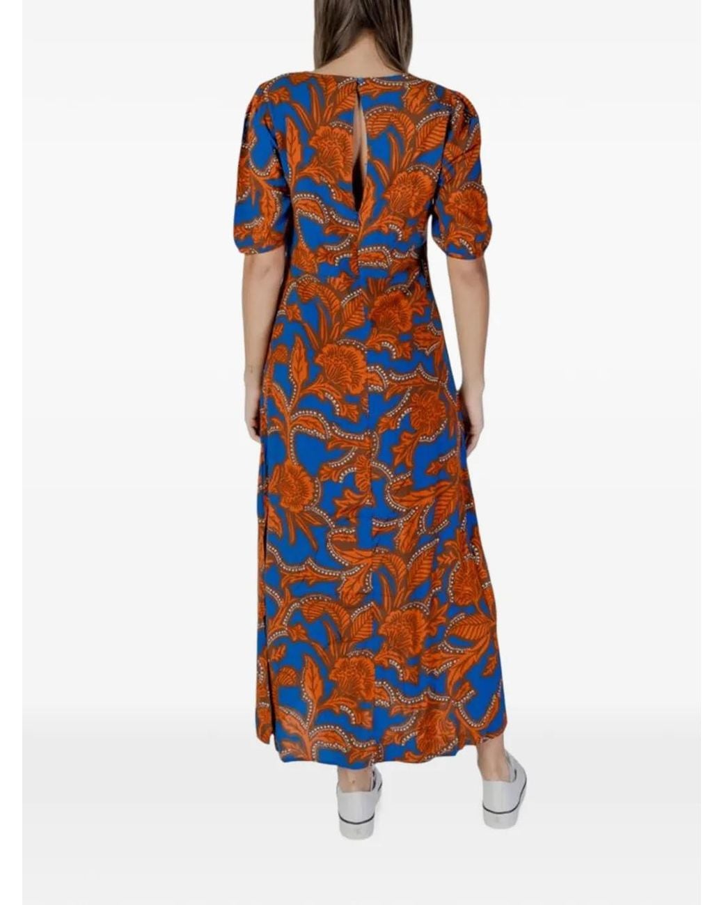 B.Young Blue Floral-Print Maxi Dress