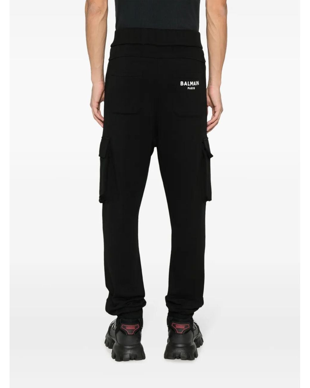 Balmain Black Logo-Print Cotton Track Pants for men