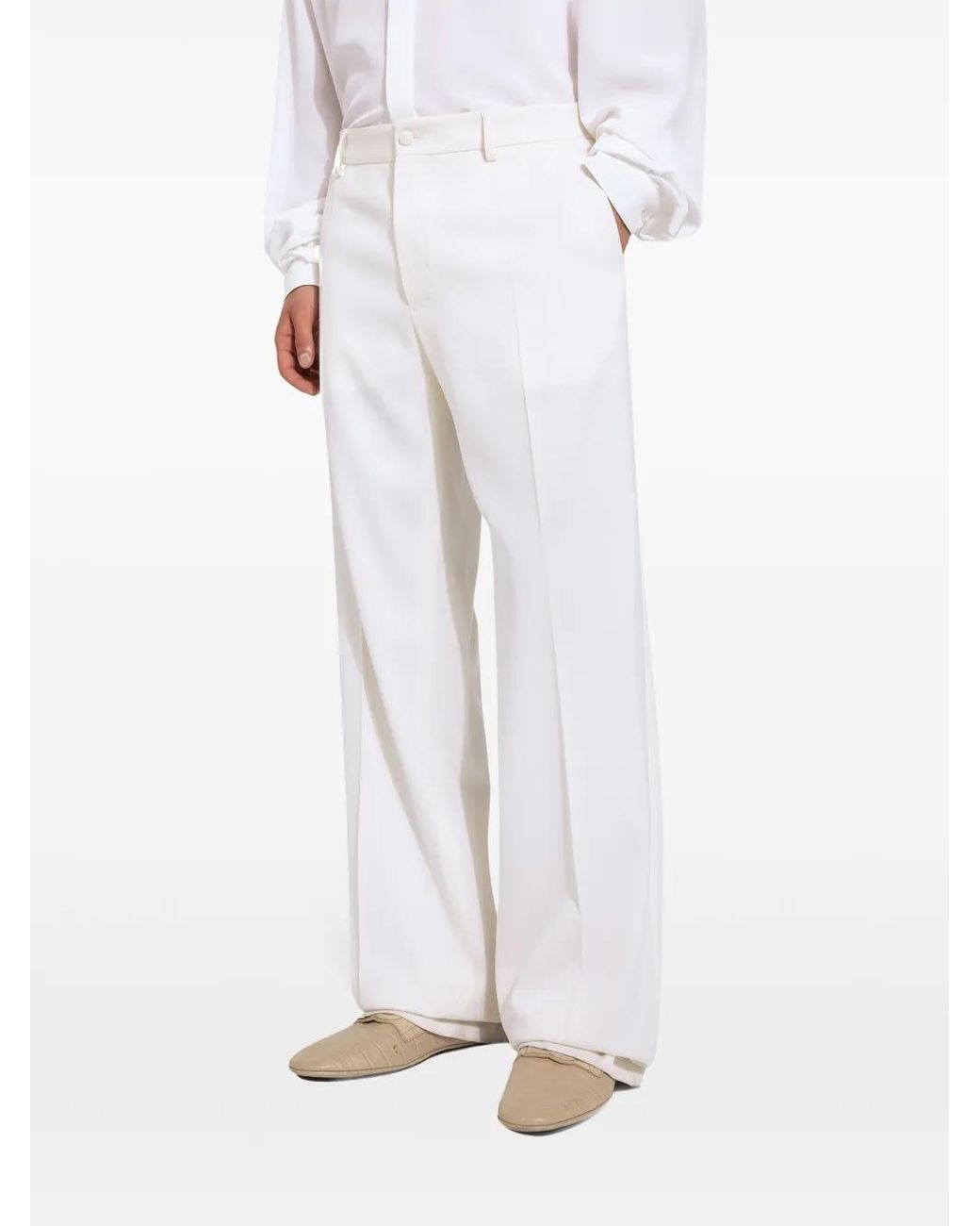 Dolce & Gabbana White Slim Jeans With Logo Plaque for men
