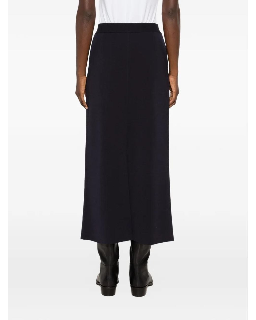 Agl Attilio Giusti Leombruni Black Elasticated-Waistband Midi Skirt