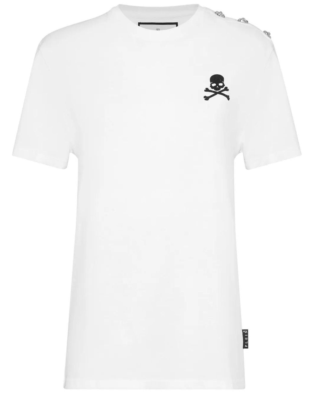 Philipp Plein White Skull-Embellished Cotton T-Shirt