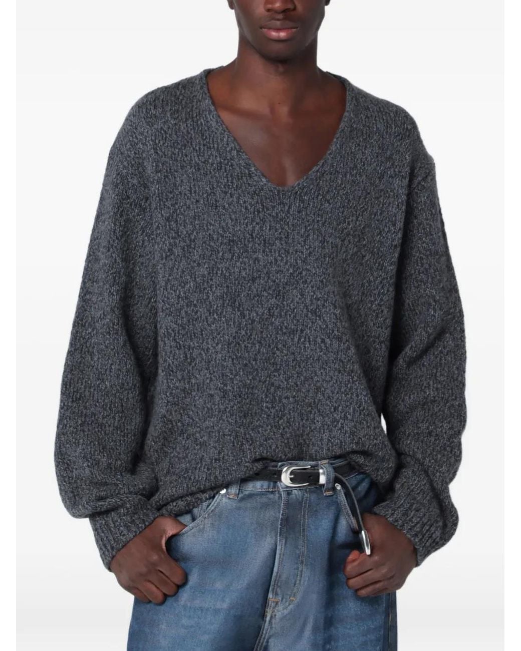Our Legacy Gray V-Neck Sweater for men