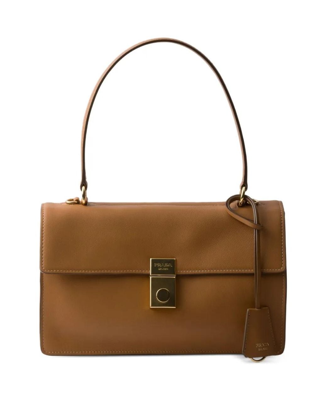 Prada Brown Medium Leather Soft Sound Shoulder Bag