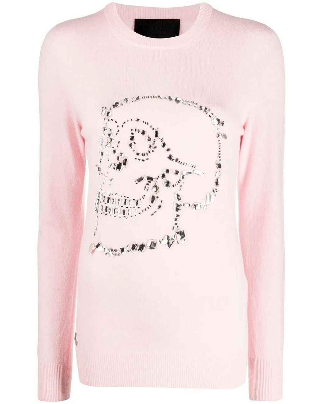 Philipp Plein Pink Look At Me Skull Embellished Jumper