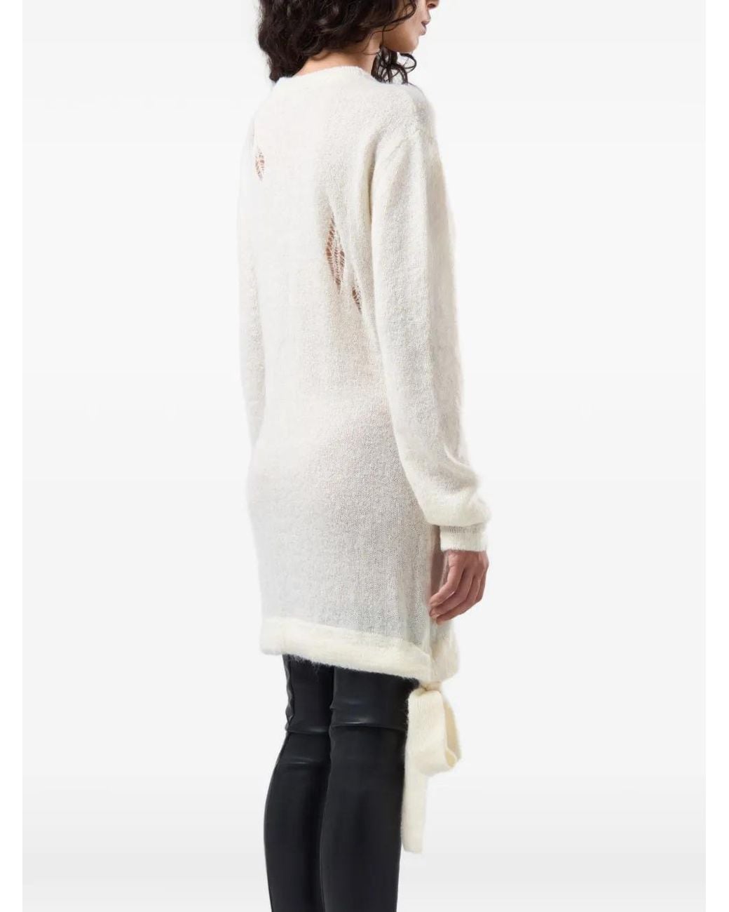 Gcds White Webnet Knitted Mini Dress